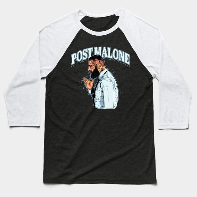 Post Malone Illustration Baseball T-Shirt by lazartemarjun